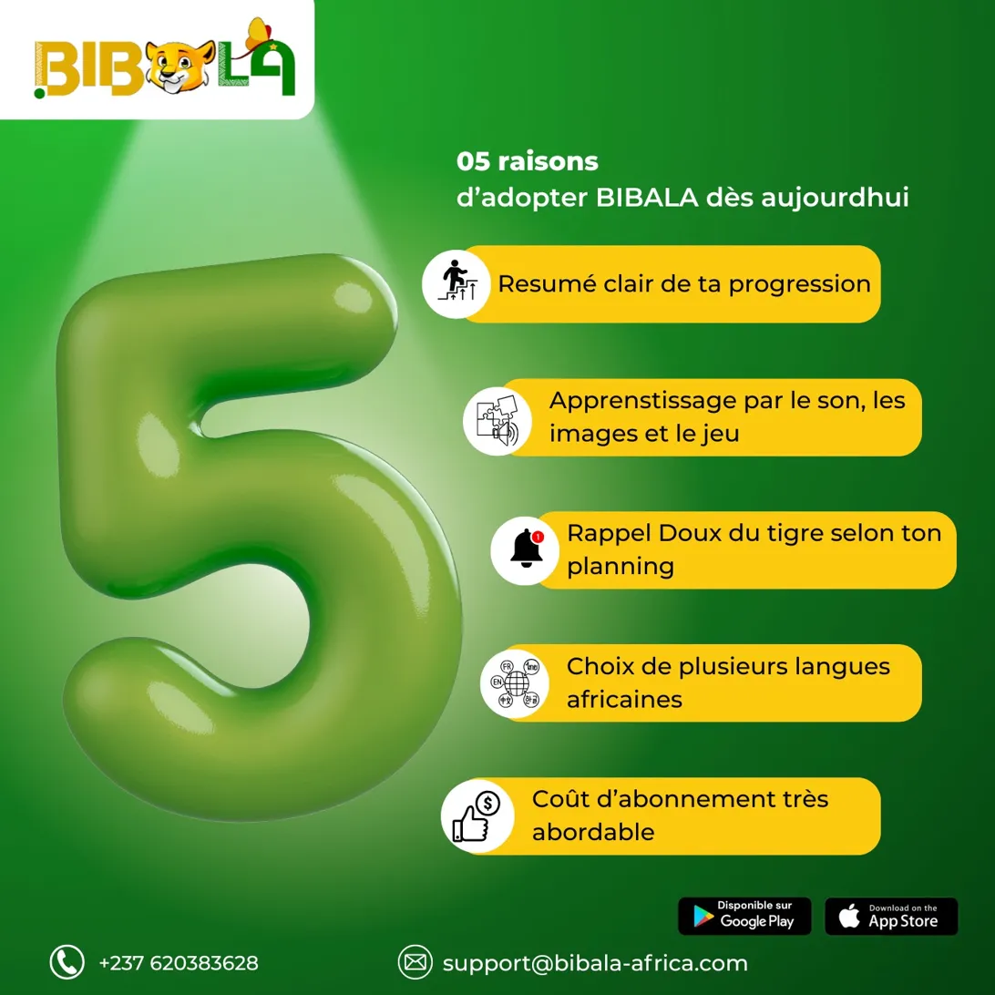 BIBALA Features - Interface moderne pour l'apprentissage des langues africaines